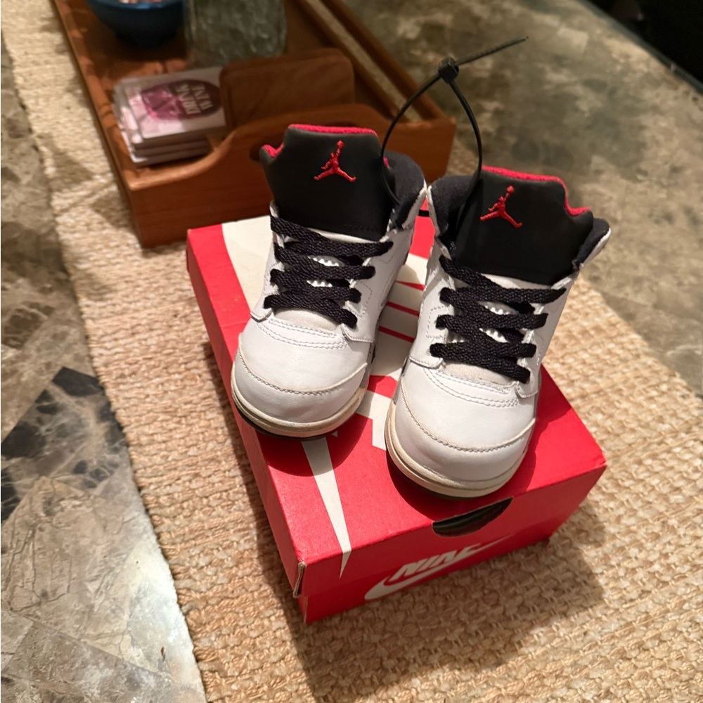 Jordans Kids White and Black Sneaker